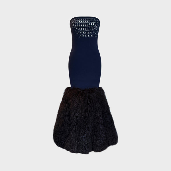 Robe Bleu Nuit Alaïa SS 2022 par Pieter Mulier
